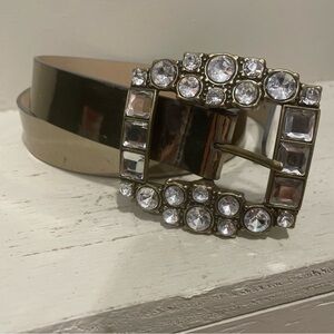 Chico's Gold Belt with Crystal Buckle